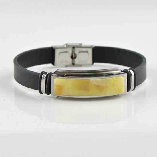 Matt Amber bracelet for men with leather